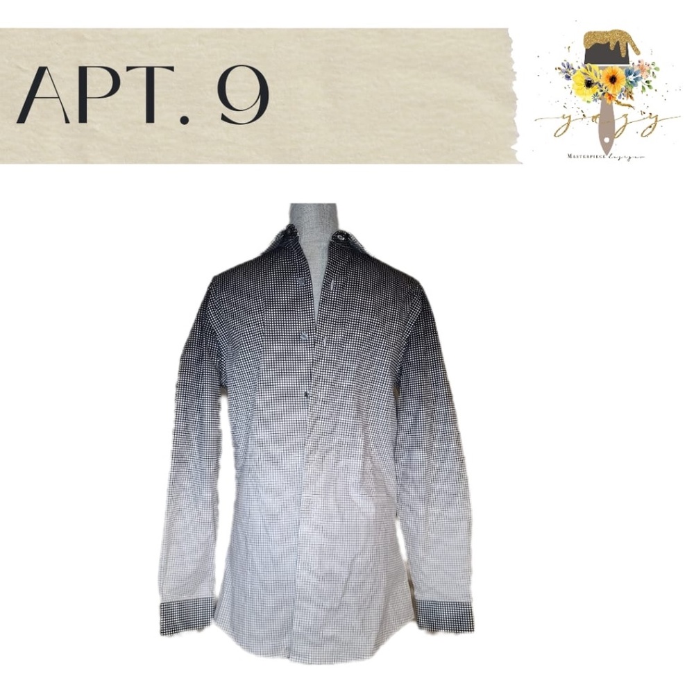 APT.9 Premier Flex Slim Fit Long Sleeve Dress Shirt SMALL 14 1/2 | 32/33